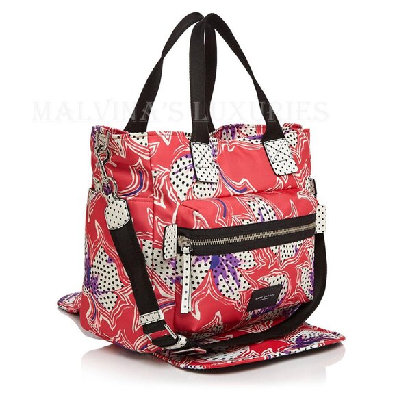 MARC JACOBS DIAPER BAG RED SPOTTED LILY PRINTED BIKER BABYBAG - Picture 10 of 11